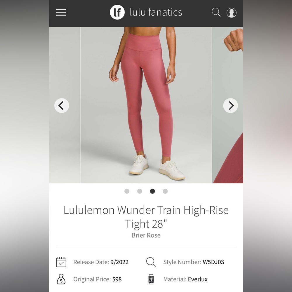 Lululemon Pink Wunder Train High-Rise Leggings